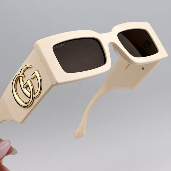 Gucci GG1425S 004 BRAND NEW Sunglasses Ivory Brown Rectangle Unisex  GG 1425S main image 8